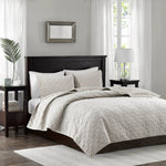 3 Piece Velvet Quilt Set Ivory King/Cal King