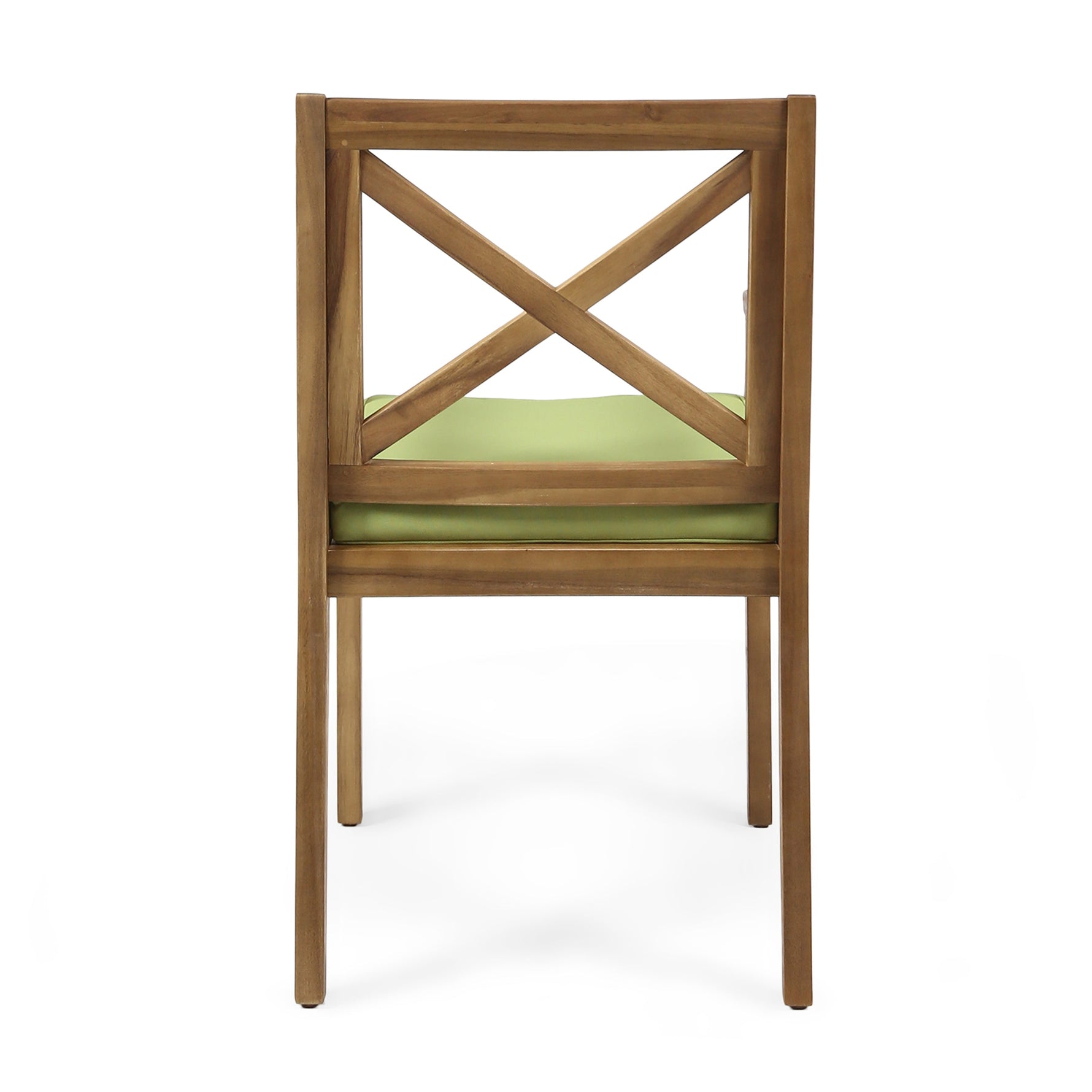 7 Pieces Acacia Wood Outdoor Dining Set with Green Cushions