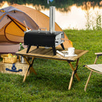 Outsunny Outdoor Pizza Oven with 12" Rotating Stone and Foldable Legs