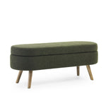 Ottoman Oval Storage Bench with Rubber Wood Legs