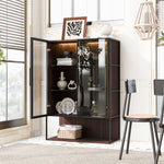 Modern Minimalist 51.2" Tall Lighted Display Cabinet with Tempered Glass