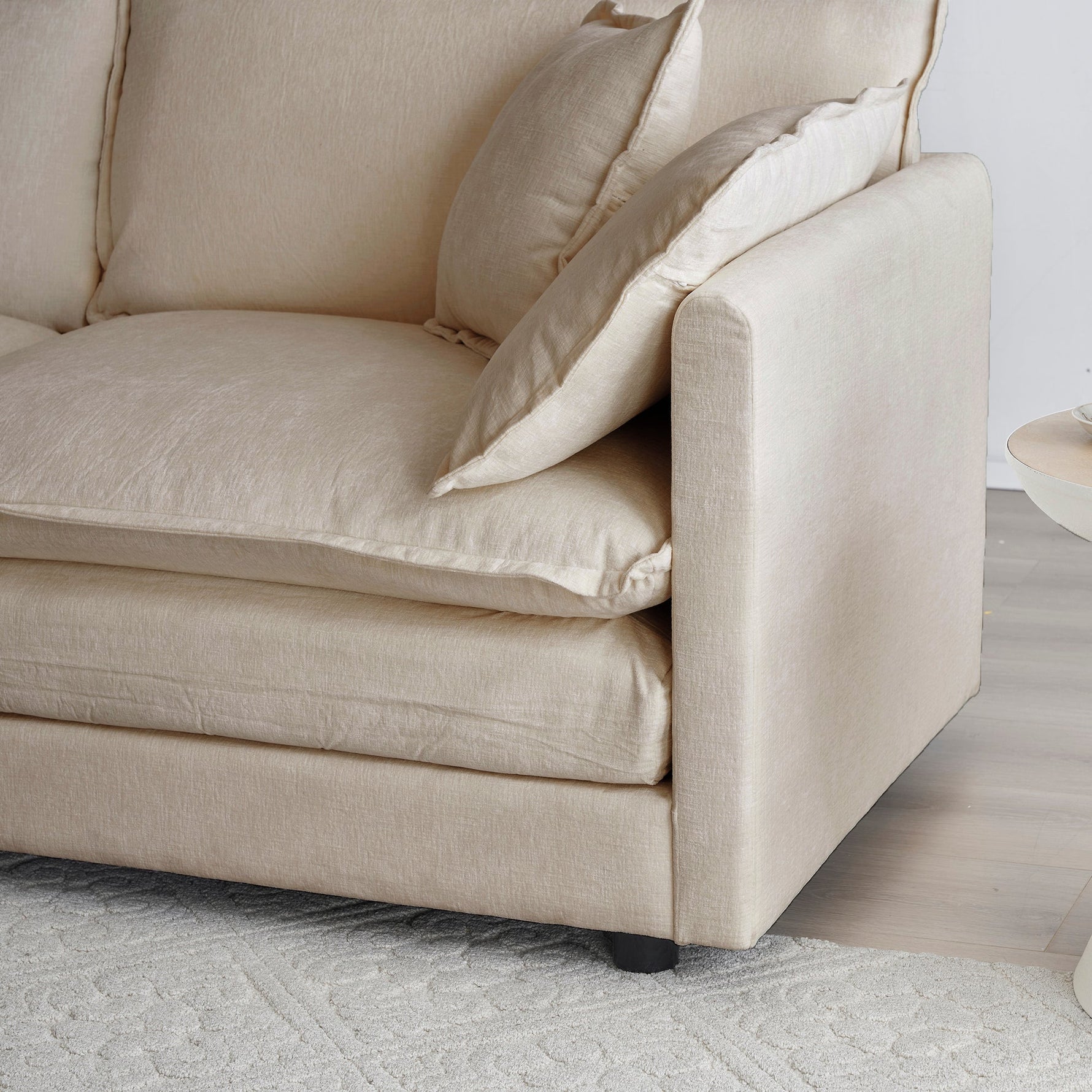 Mid-Century Modern 3-Seater Sofa with Pillows