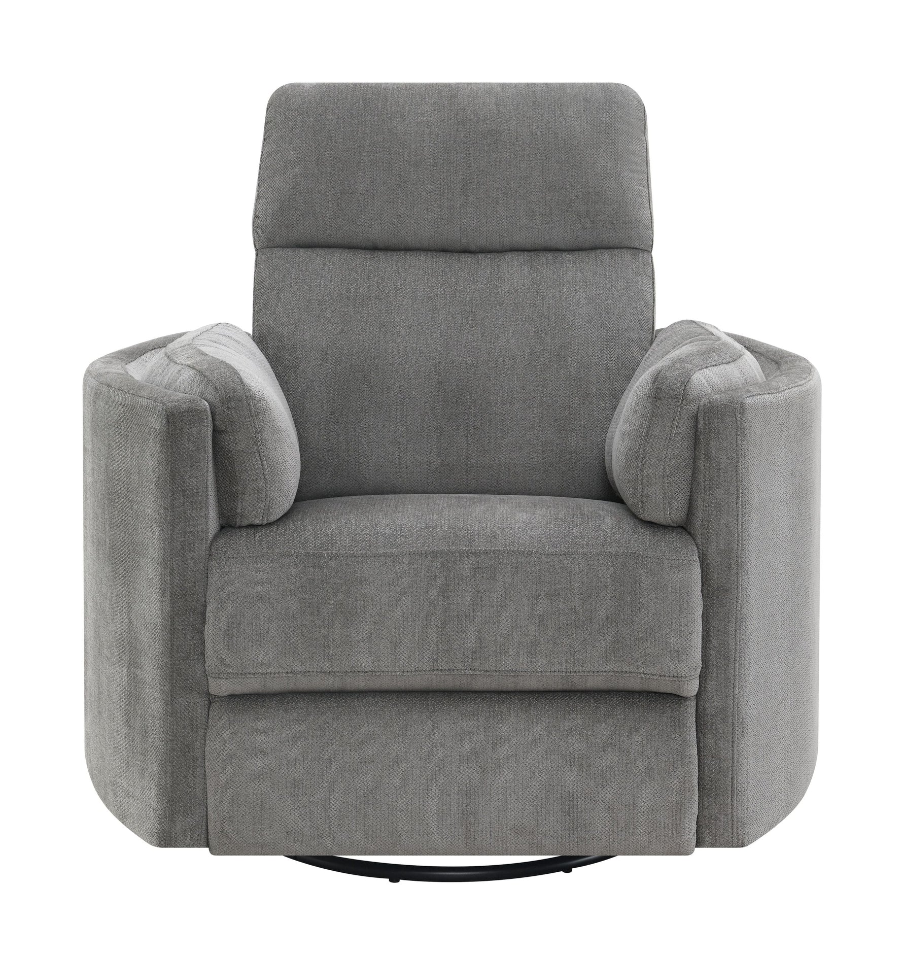 Sagen Charcoal Chenille Glider Recliner with Swivel