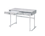Tigress Printed Faux Marble Top Writing Desk - White