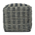 Walle Fabric Square Pouf Ottoman and Floor Cushion Teal Blue