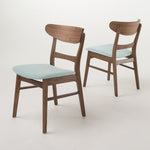 Mid Century Dining Chairs With Cushioned Seats And Wood Frame (Set of 2)