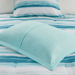 8 Piece Printed Seersucker Comforter and Quilt Set Collection Aqua King/Cal King