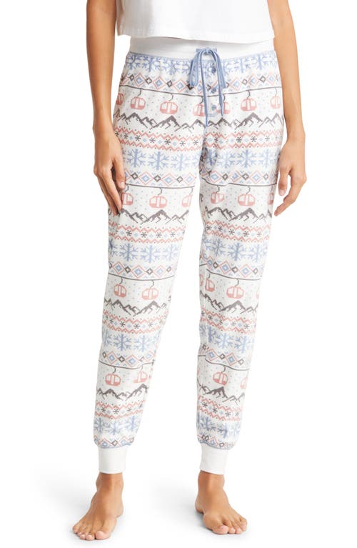 PJ Salvage Silky Velour Pajama Pants in Off White, Size Medium