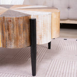 Rustic Manufactured Wood Flower-Shaped Coffee Table with Metal Legs