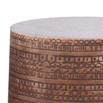 Johnsen 15 Inch Wide Tribal Pattern Metal Accent Table in Antique Copper