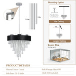 18-inch Modern Crystal Chandelier with Black Velvet Shade