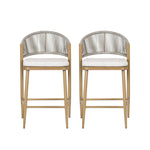 Outdoor 26" Counter Height Metal Frame Counter Stools With Scallop Shaped Backrest & Water Resistant Cushions