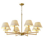 8-Light Rope and Fabric Shade Gold Chandelier