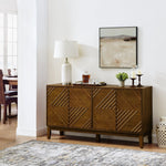 Diamond Fluted Sideboard Storage Cabinet with Adjustable Shelves