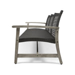 Outdoor Acacia Wood Wicker 3 Seater Sofa