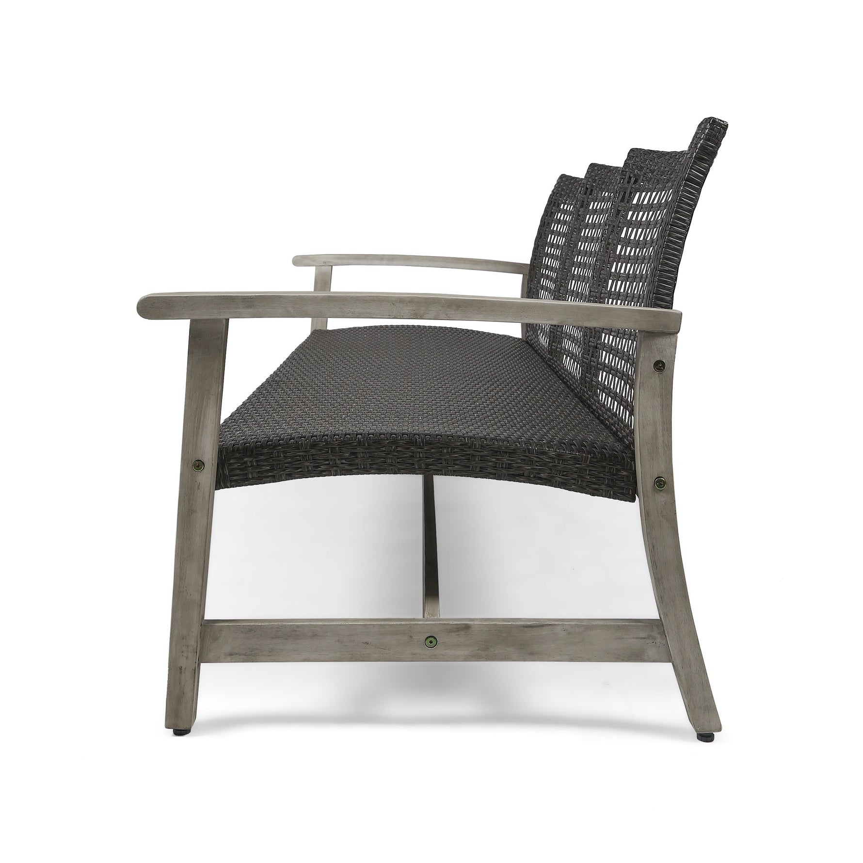 Outdoor Acacia Wood Wicker 3 Seater Sofa