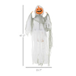 Outdoor Halloween Hanging Pumpkin Ghost with Light-Up Eyes and Sound