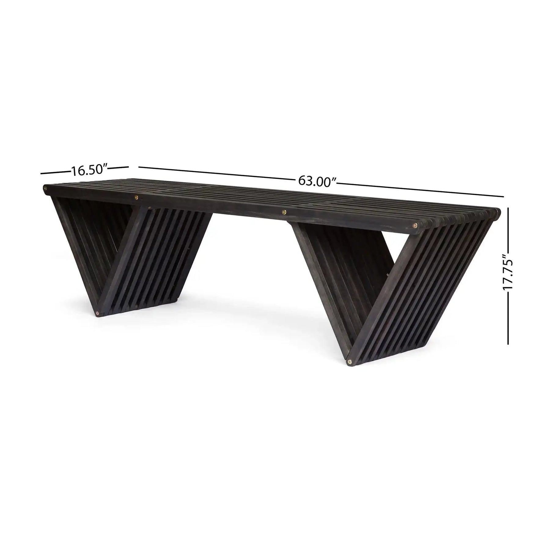 Gloaming Outdoor Bench With Slat Design And Triangular Base