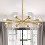 36" Modern Gold 8-Light Sputnik Chandelier with Clear Glass Shades