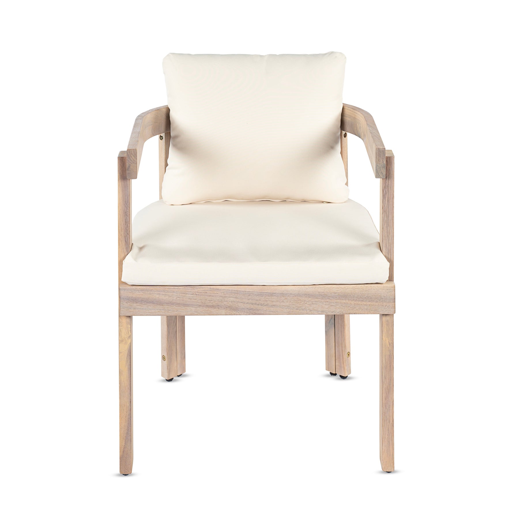 7 Pieces Acacia Wood Outdoor Dining Set with Cream Cushions