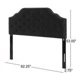 Charismatic Queen Size Headboard with Button Tufting and Nailhead Trim