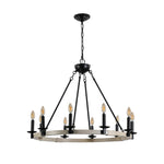 32" Rustic Farmhouse 10-Light Candle Chandelier
