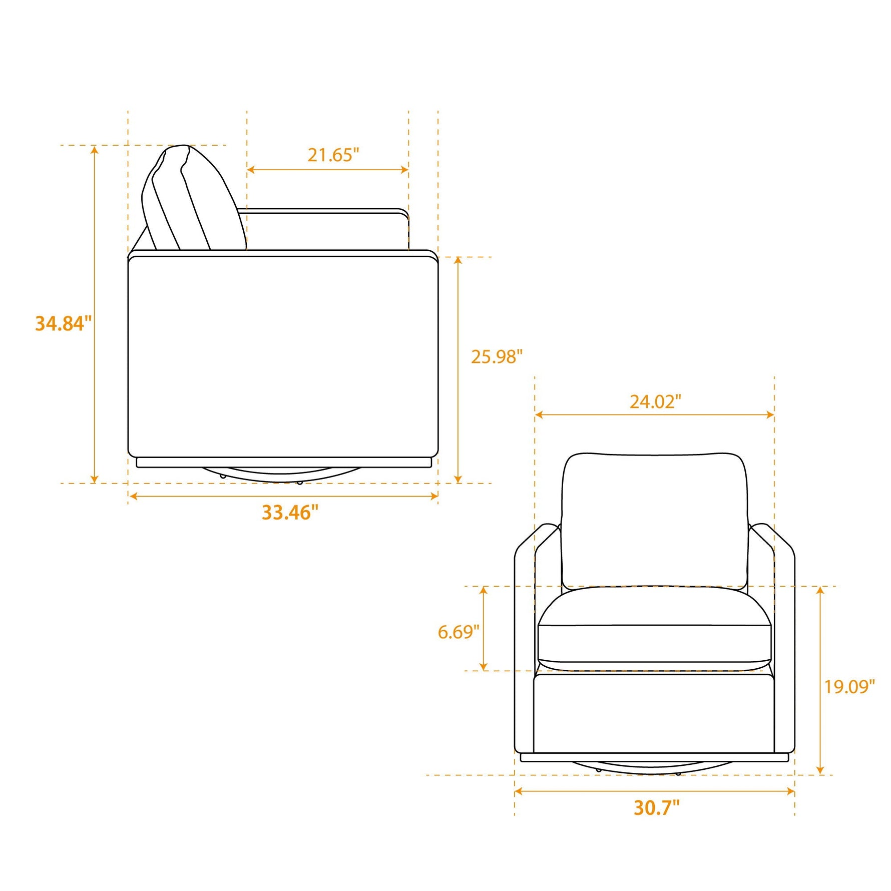 Modern Square Upholstered Swivel Accent Chair with Metal Base