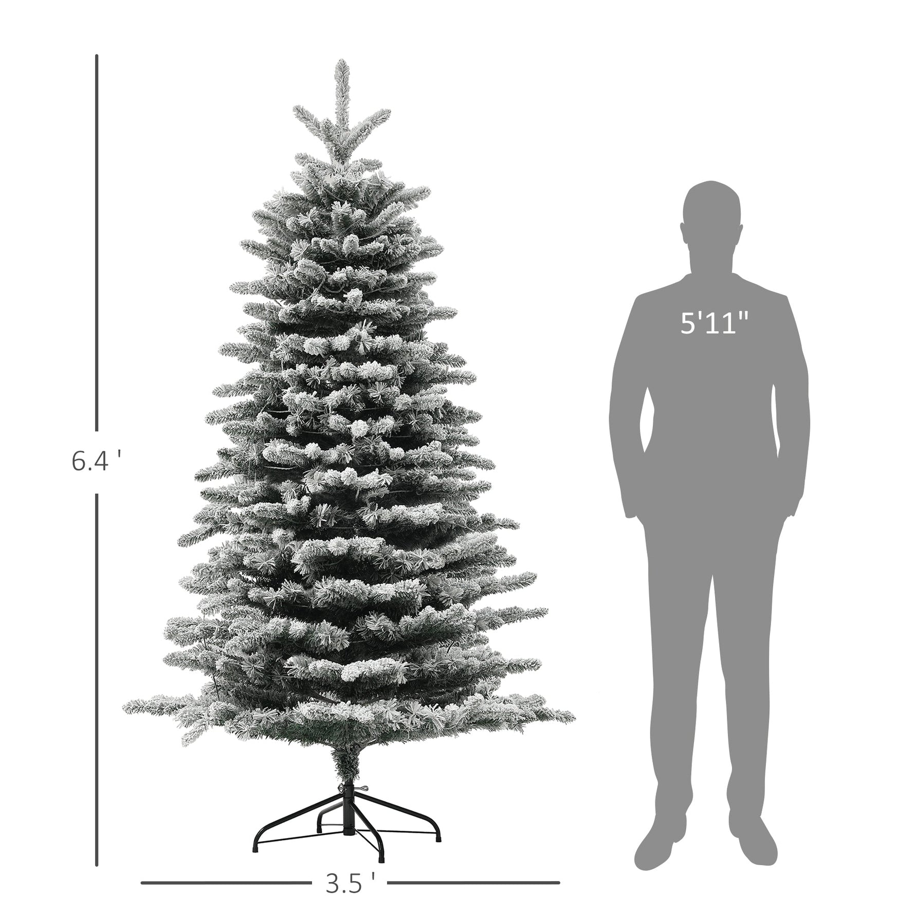 6.5 Ft Pre-Lit Snow Flocked Mountain Pine Artificial Christmas Tree