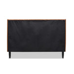Aspen Vertical Tufted Modern Headboard Platform Bed Set, Queen, Caramel Tan Brown Faux Leather