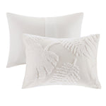 3 Piece Tufted Cotton Chenille Palm Comforter Set Off-White King/Cal King