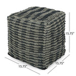 Walle Fabric Square Pouf Ottoman and Floor Cushion Teal Blue