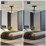 Ceiling Light Fixtures Flush Mount Indoor Outdoor Ceiling Light with Water Ripple Glass Shade (Black)