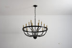 15-Light Industrial Iron Candle Chandelier Modern Farmhouse Pendant Light
