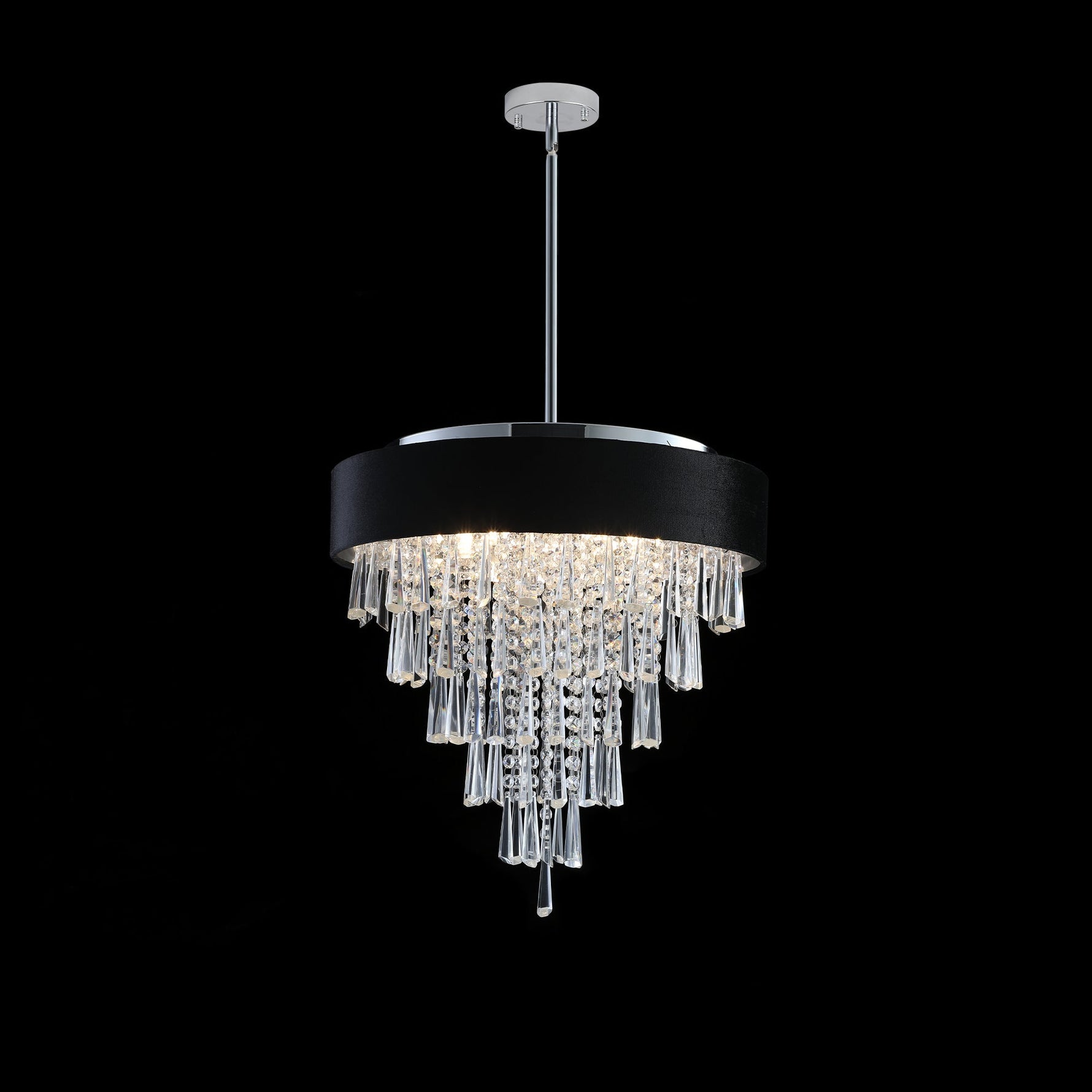 18-inch Modern Crystal Chandelier with Black Velvet Shade