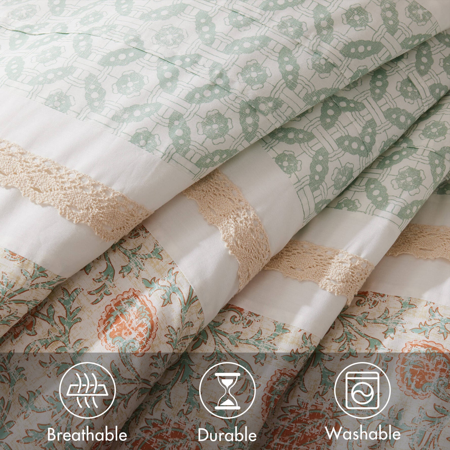 9 Piece Cotton Percale Comforter Set Coral Queen