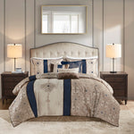 King 7 Piece Jacquard Comforter Set with Throw Pillows