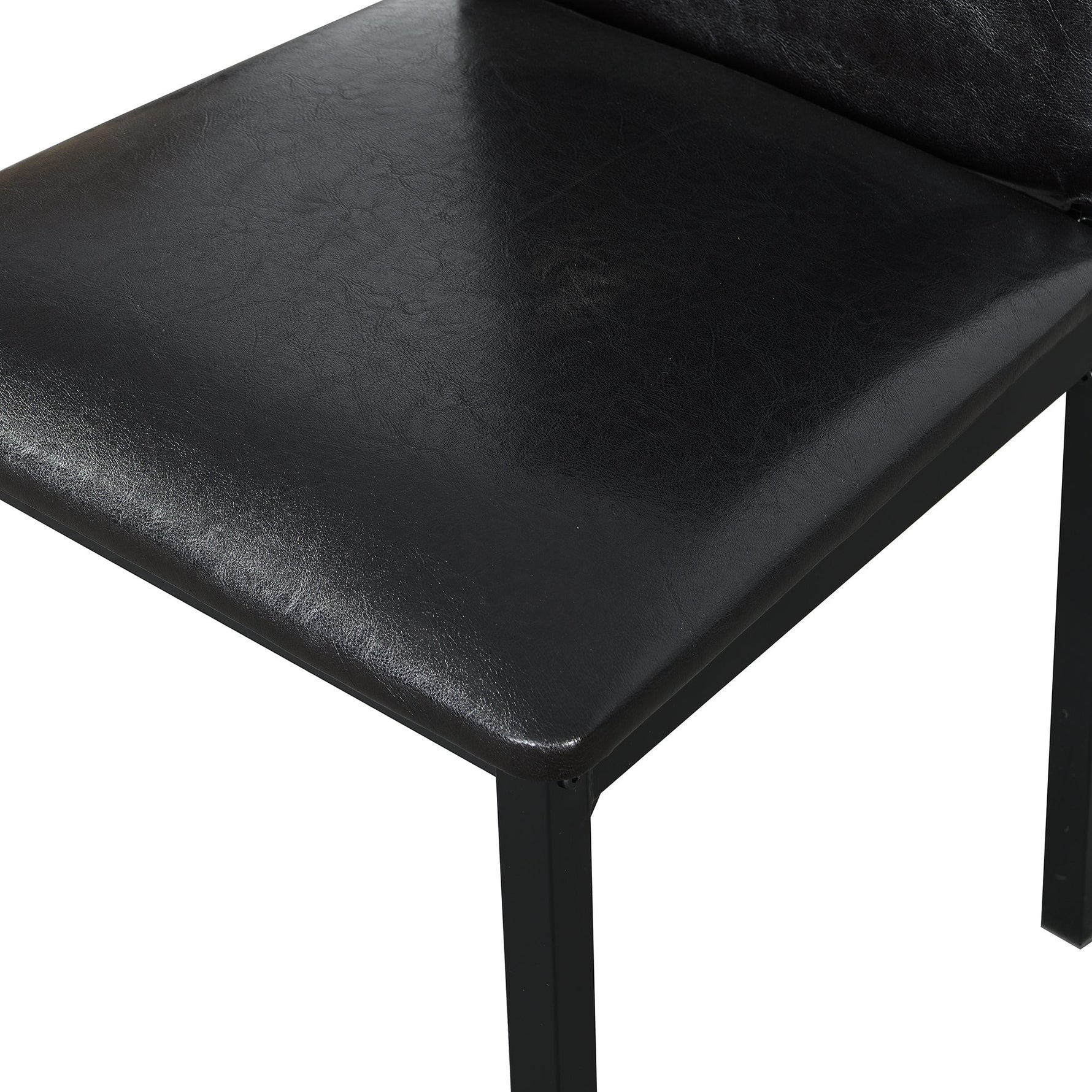 Furniture 5 Piece Metal Dinette Set with Faux Marble Top - Black