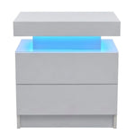Modern LED Bedside Table Cabinet With Adjustable Lights And 2 Drawers - White