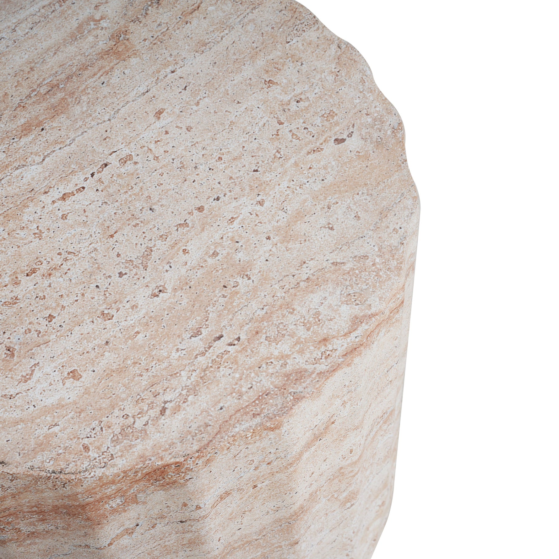 Elegant Indoor/Outdoor Lightweight Concrete Cylinder Side Table with Travertine Finish
