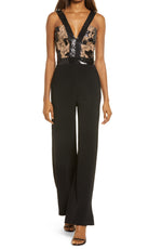 Women's Dress The Population Elias Sequin Bodice Jumpsuit, Size Small - Black