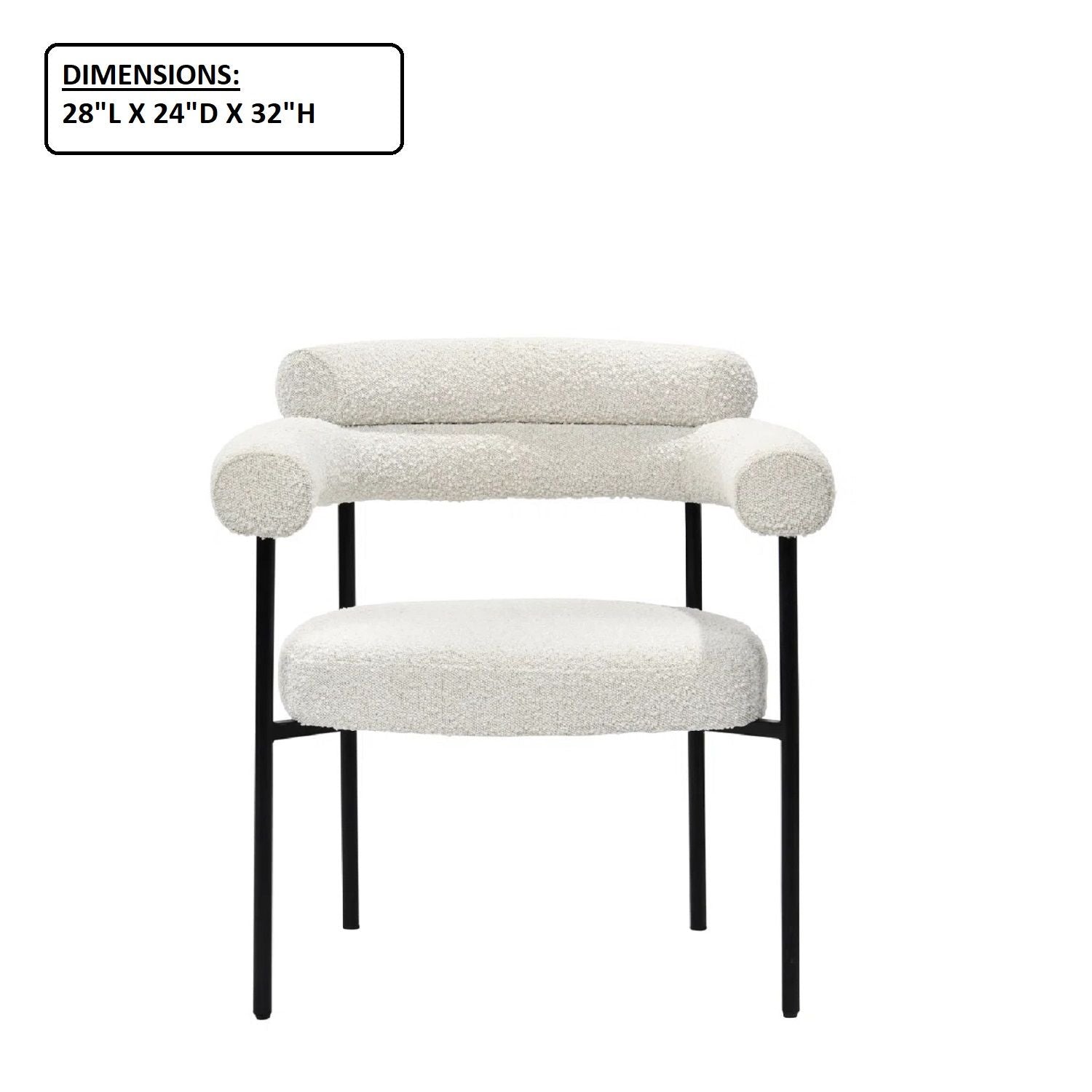 Kitchen Dining Chair With Armrest (Set of 2) - Black / Cream