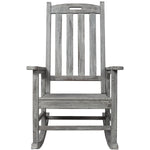 Wooden Oversized Porch Rocker Chair With Wide Seat and Tall Backrest