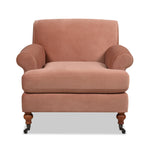 Alana 38" Lawson Accent Arm Chair Metal Casters Peach Orange Velvet