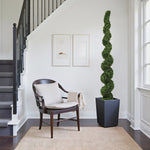 7FT Spiral Topiary Trees Artificial Outdoor Faux Boxwood Plants