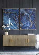 The Oceanus Elegance™ — Marbled Blue & Gold Panel Wall Art