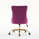 Office Chair Modern Velvet Upholstered Tufted Button (Purple)