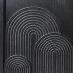 Modern Black Wood Storage Cabinet with Embossed Door