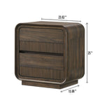 Flair Rounded Edges Nightstand, 2 Drawer Storage - Brown