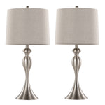 Ashland 27" Contemporary Metal Table Lamp Set in Brushed Nickel