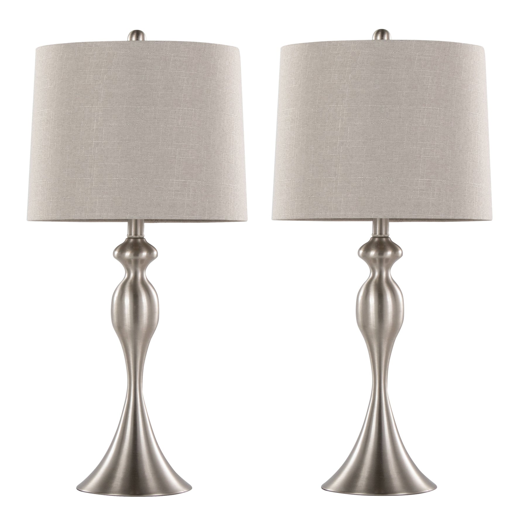 Ashland 27" Contemporary Metal Table Lamp Set in Brushed Nickel